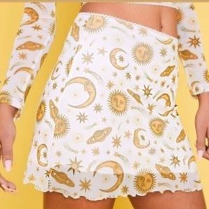 Dolls Kill “Horoscope” White Moon Skirt